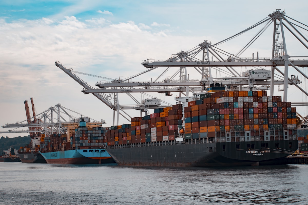 Abstract Floating Shipping Containers and Paths